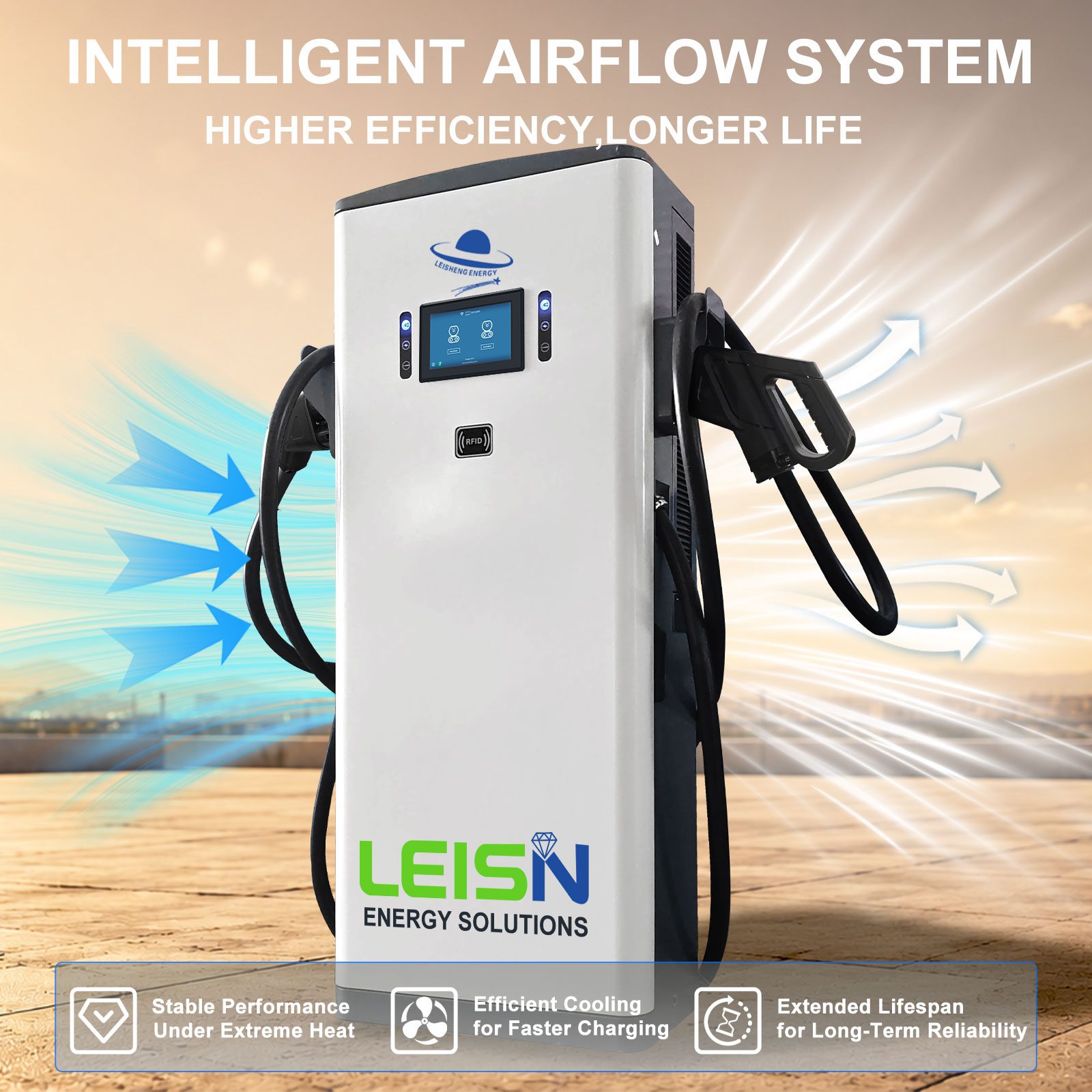 Carregador DC ev com sistema de refrigeração inteligente